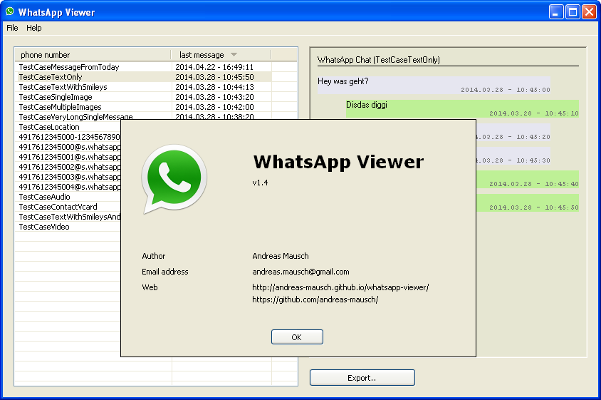 WhatsApp Viewer Screenshot